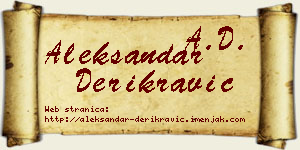 Aleksandar Derikravić vizit kartica